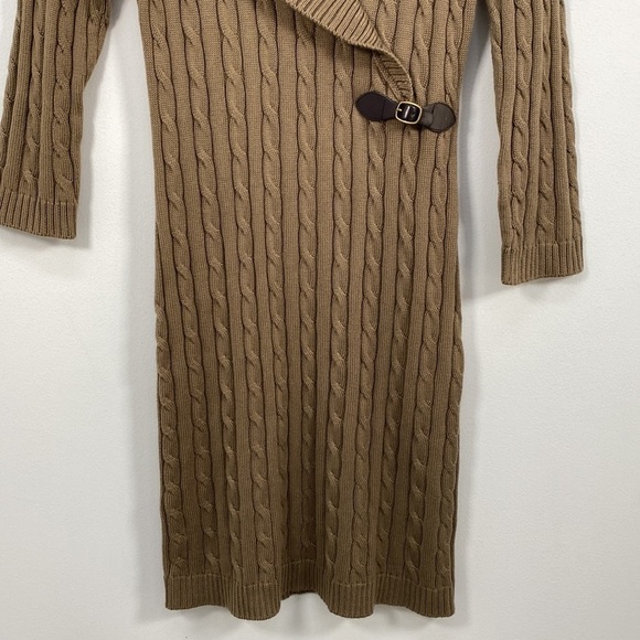 Calvin Klein Cableknit Shawl Collar  Sweater Dress Women's Medium Neutral Tan - Picture 6 of 12